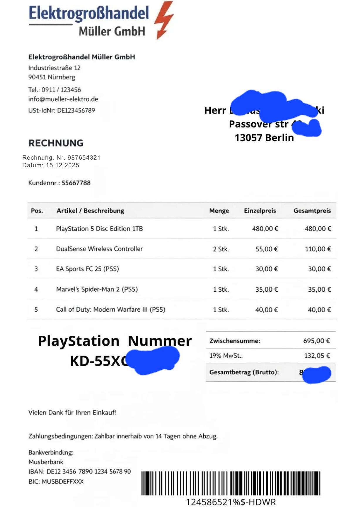 Sony Play Station 5 Slim Disc Edition 1TB - MW III Bundle + add CONTROLLER & CS & FIFA 2025 Spider-Man 2 CD Purchased December 12, 2025 The invoice is included